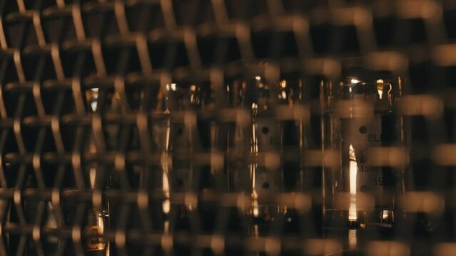 Electron tubes in Guitar amplifier, Modern tube amplifier for musical instruments. High quality 4k footage