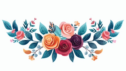 Colorful crown of leaves with roses floral design vector