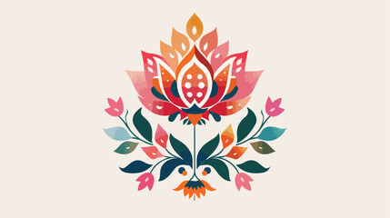 Colorful flower of the india icon Vector illustration