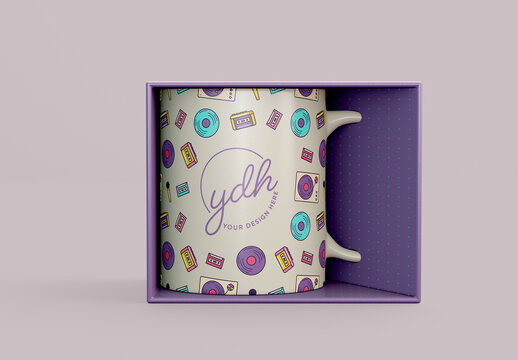 Front View Mug Box Mockup