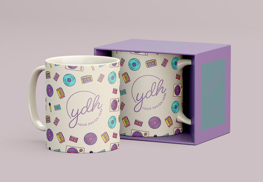 Front View Mug Box Set Mockup