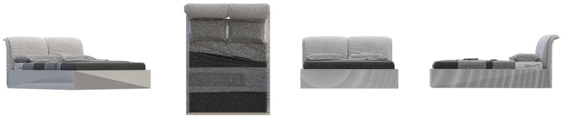 set of luxury bed isolated on transparent background. 3D render