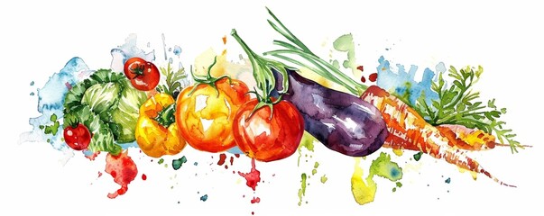 Vibrant Watercolor Vegetables Illustration