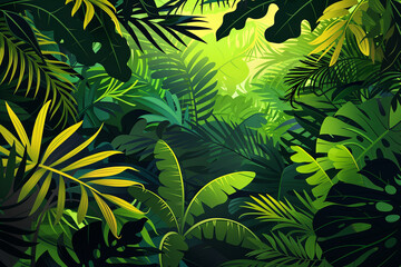 Green jungle scene summer background