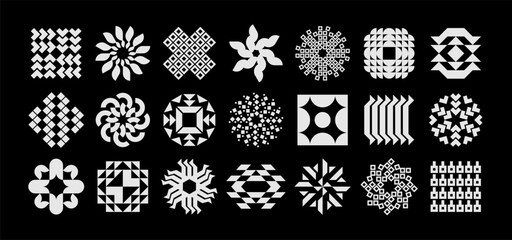 Detailed geometric flat abstract logo template set