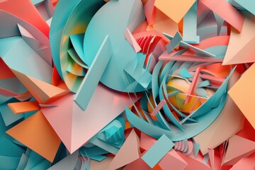 detailed abstract 3D composition with compound abstract objects, build of various primitives