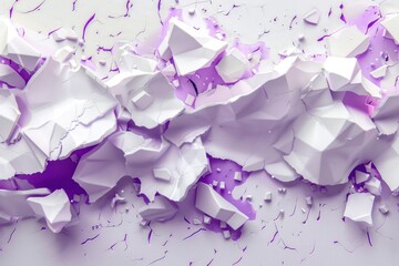 detailed abstract 3D composition with compound abstract objects, build of various primitives in violet color palette