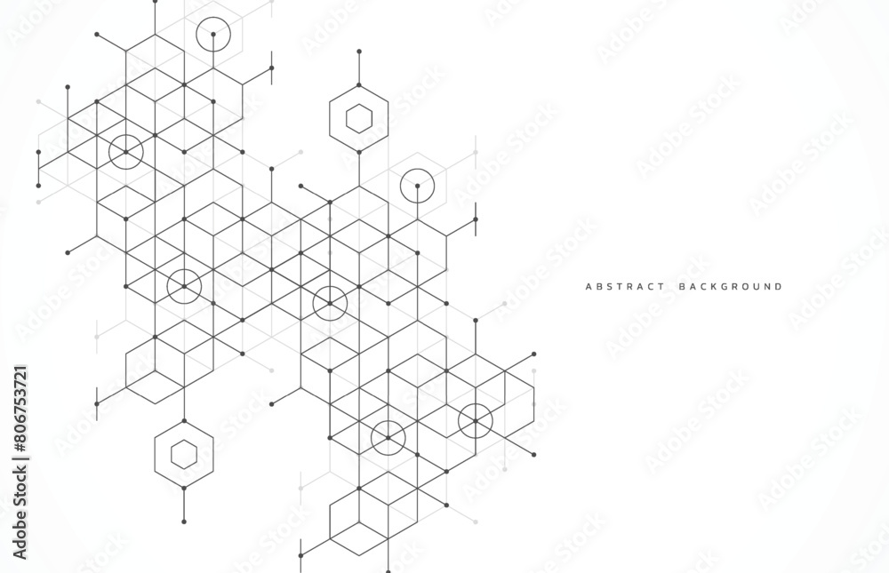 Aufkleber abstract geometric boxes pattern dot line connection background. modern technology with square mesh.