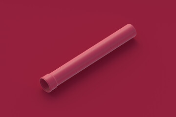 PVC plastic tube of magenta on red background. 3d render