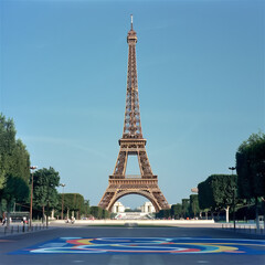 Fototapeta premium Eiffel Tower on the eve of the Olympic Games