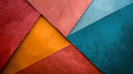 Minimalist Diagonal Paper Texture Background in Red, Teal, and Orange