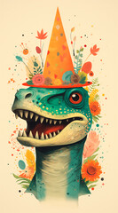 crocodile style birthday invitation illustration