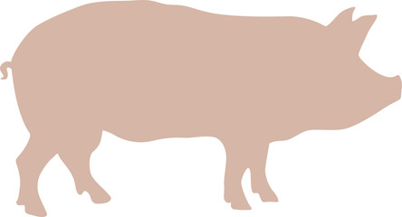 Realistic side view pink farm pig isolated