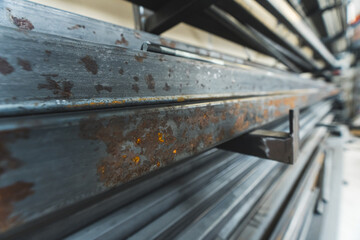 closeup shot of damaged irol piles at the factory. High quality photo