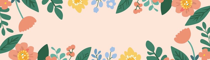 Obraz premium watercolor pastel poppy flowers pattern frame with copy space.