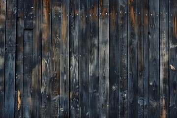 Fototapeta premium A black wooden wall with rusty nails.