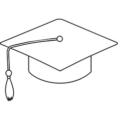 Gradutation Hat Line Art Vector Illustration