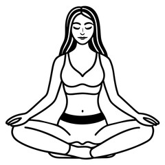 Girl doing Yoga meditation vector illustration