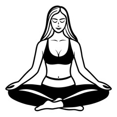 Girl doing Yoga meditation vector illustration