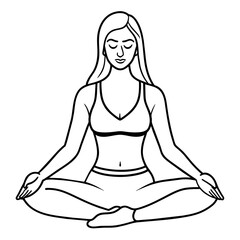 Girl doing Yoga meditation vector illustration
