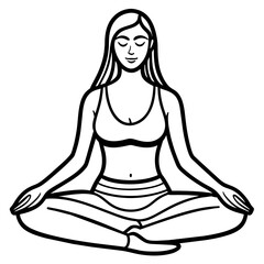 Girl doing Yoga meditation vector illustration