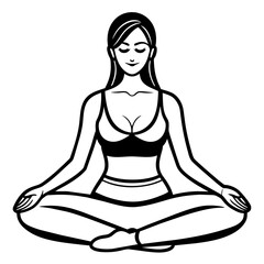 Girl doing Yoga meditation vector illustration