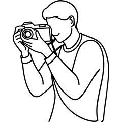 Man taking photography with a camera vector illustration