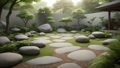 Tranquil Zen Inspired Meditation Garden With A Se Upscaled 4