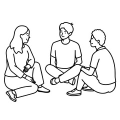 A group of people discussing vector illustration