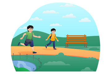 Fototapeta premium Back to School Flat Design Illustration