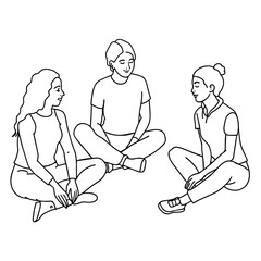 A group of people discussing vector illustration