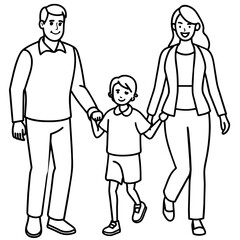 Family Line art vector Illustration