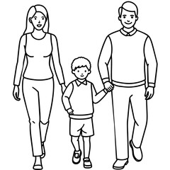 Family Line art vector Illustration