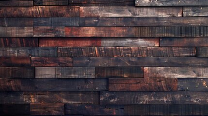 A wall made of wood planks with different colors.