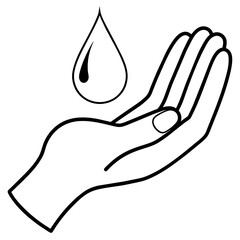 Hand with a drop of liquid vector illustration