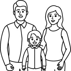 Family Line art vector Illustration