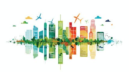 Eco City design over white background vector illustration