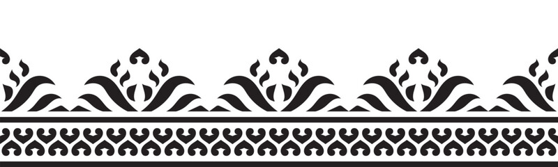 Ethnic seamless border pattern. Ornament vector illustration. Classic ornate element. Baroque floral vintage style. Decorative border design for frame, textile, fabric, clothing, carpet, curtain, rug. © PARINYAS