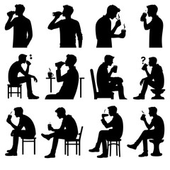 Set of silhouette illustration drinking vector