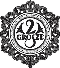 2 Grosze coin vector design Poland currency handmade silhouette. - obrazy, fototapety, plakaty
