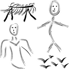 Human Figures in Brush Strokes Doodles