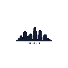 Memphis, USA, city skyline logo. Panorama vector flat US Tennessee state icon, abstract landmarks, skyscraper, panorama, horizon. Solid black shape of United States of America