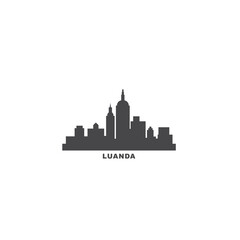 Luanda cityscape skyline city panorama vector flat modern logo icon. Angola capital emblem idea with landmarks and building silhouettes. Isolated solid shape black graphic