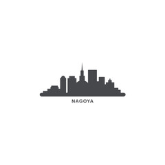 Fototapeta premium Nagoya cityscape skyline city panorama vector flat modern logo icon. Japan megapolis emblem idea with landmarks and building silhouettes. Isolated simple solid shape black graphic