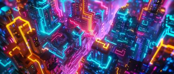 Dive into a neon-soaked labyrinth where the future meets the past in a mesmerizing maze of creative delights