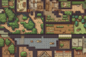Fototapeta premium A detailed map illustrating a city layout densely populated with numerous trees providing greenery and shade throughout the urban area