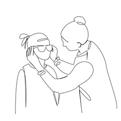 Mom puts glasses on her daughter