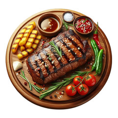 Tasty grilled beef fillet steak png isolated on transparent background