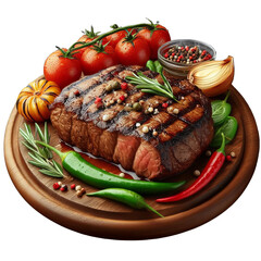 Tasty grilled beef fillet steak png isolated on transparent background