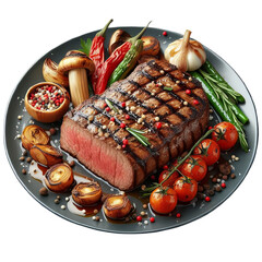 Tasty grilled beef fillet steak png isolated on transparent background